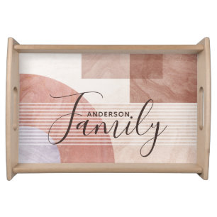 Modern Abstract Geometric Marble Custom Family Serving Tray