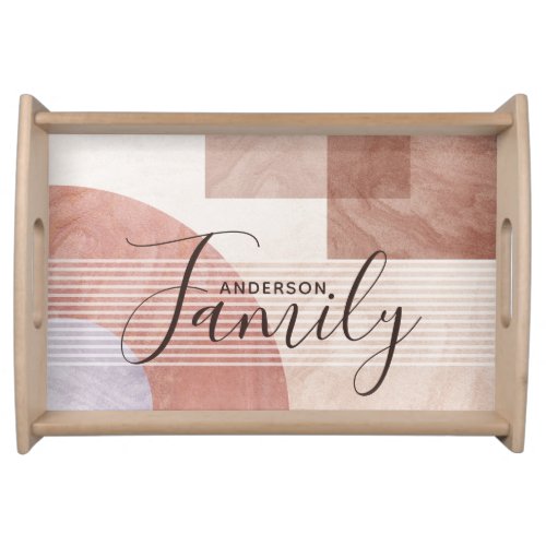 Modern Abstract Geometric Marble Custom Family Serving Tray
