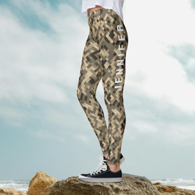 Modern Abstract Geometric Monochrome Beige Pattern Leggings (Creator Uploaded)