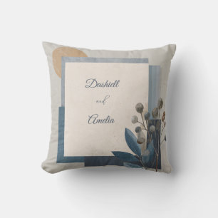 Modern Abstract Geometric Moon Botanical Texture Throw Pillow