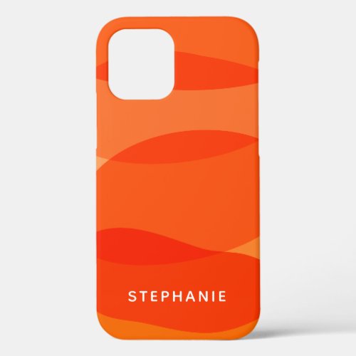Modern Abstract Geometric Orange Personalized iPhone 12 Case
