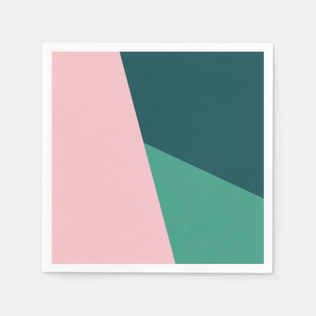 Modern abstract geometric pastel pink & green napkins (Front)