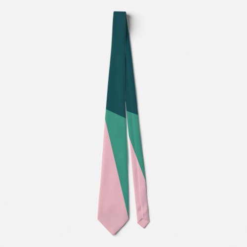 Modern abstract geometric pastel pink  green neck tie
