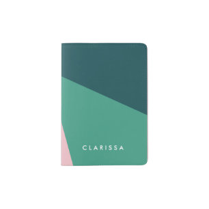 Modern abstract geometric pastel pink & green passport holder