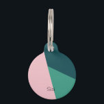Modern abstract geometric pastel pink & green pet ID tag<br><div class="desc">Colorful geometric combination.</div>
