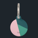 Modern abstract geometric pastel pink & green pet ID tag<br><div class="desc">Colorful geometric combination.</div>