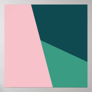 Modern abstract geometric pastel pink & green poster