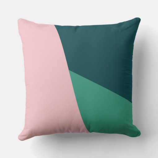 Modern abstract geometric pastel pink & green throw pillow | Zazzle