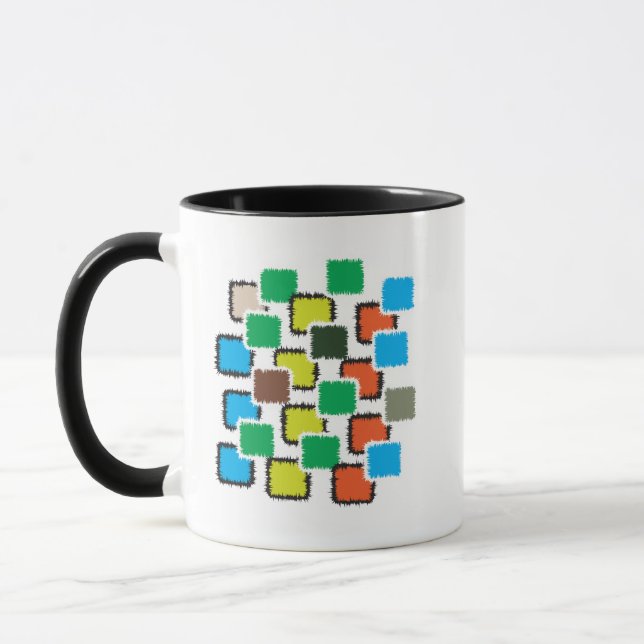 Modern Abstract Geometric Pattern Coffee Mug, Colo Mug (Left)