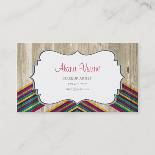 Modern Abstract Geometric Pattern on Wood Business Cards