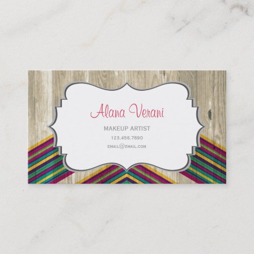 Customizable Modern Abstract Geometric Pattern on Wood Business Cards