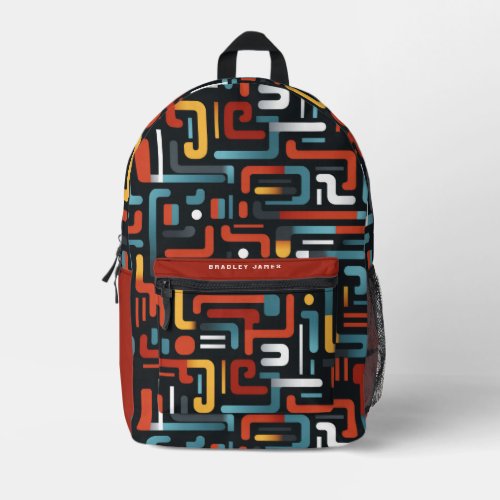 Modern Abstract Geometric Pattern Personalized Printed Backpack