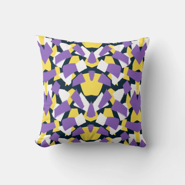 Modern, abstract, geometric pattern throw pillow (Front)