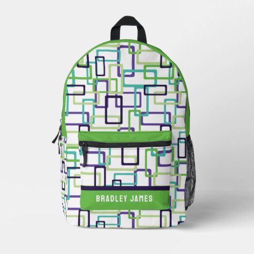 Modern Abstract Geometric Personalized Name Printed Backpack