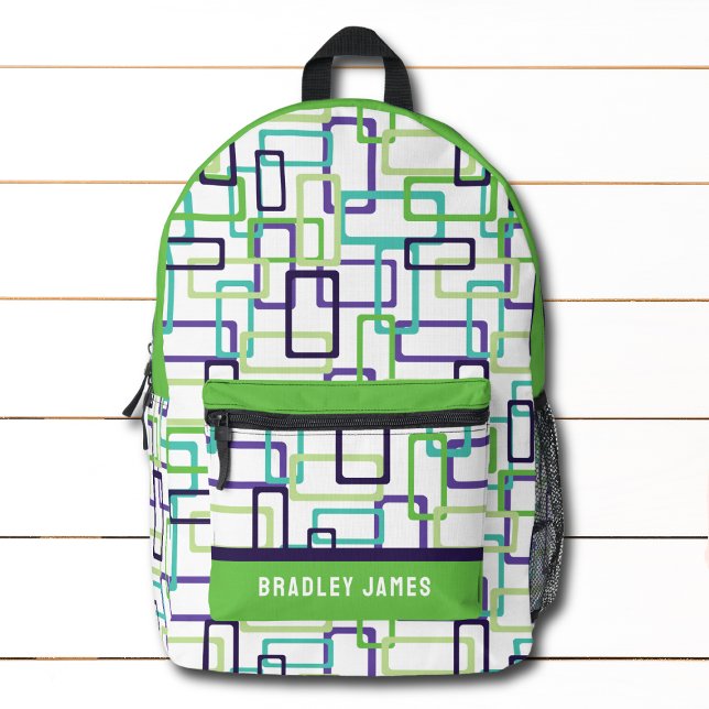 Modern Abstract Geometric Personalized Name Printed Backpack (Creator Uploaded)