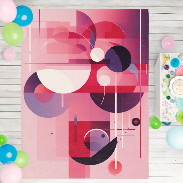 Modern Abstract Geometric Pink Purple  Outdoor Rug (Insitu (Birthday))