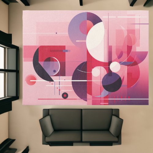 Modern Abstract Geometric Pink Purple  Rug