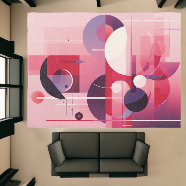 Modern Abstract Geometric Pink Purple  Rug (Insitu (Indoor 1))