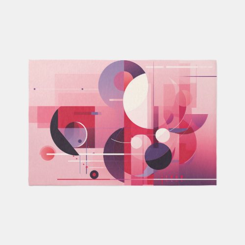 Modern Abstract Geometric Pink Purple  Rug