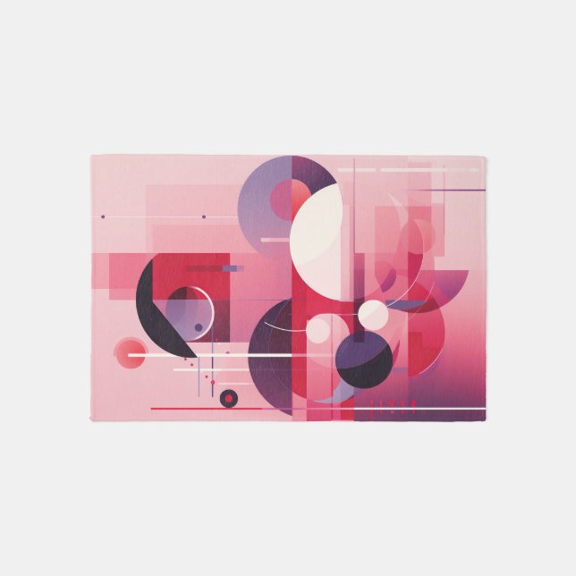 Modern Abstract Geometric Pink Purple  Rug (Front)