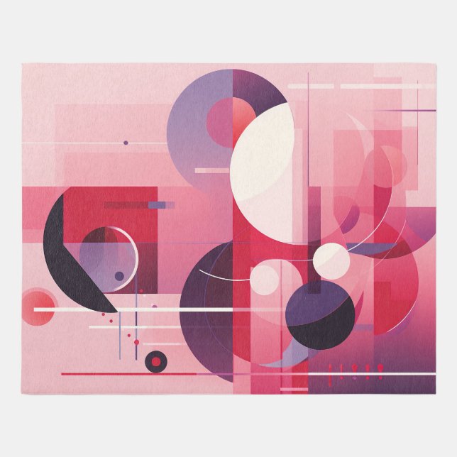 Modern Abstract Geometric Pink Purple  Rug (Front)