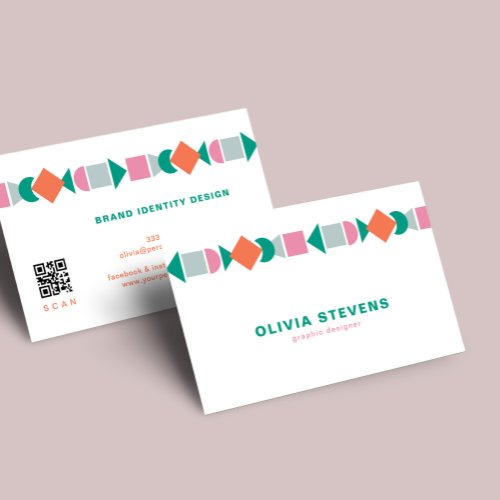 Modern abstract geometric QR code colorful Business Card