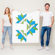 Modern Abstract Geometric Quilt Mosaic Blue Green