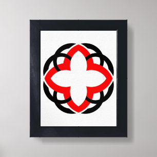 Modern Abstract Geometric Red and Black Mandala Framed Art