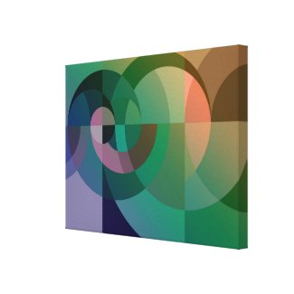 Modern Abstract geometric Sea sunset Green pink Canvas Print