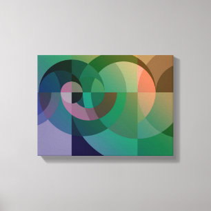 Modern Abstract geometric Sea sunset Green pink Canvas Print