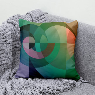 Modern Abstract geometric Sea sunset Green pink
