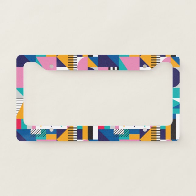 Modern Abstract Geometric Seamless Pattern License Plate Frame (Front)
