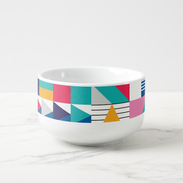 Modern Abstract Geometric Seamless Pattern Soup Mug (Front)