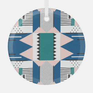 Modern Abstract: Geometric Seamless Style Glass Ornament