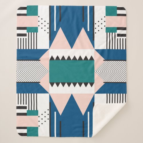 Modern Abstract Geometric Seamless Style Sherpa Blanket