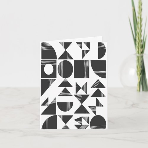 Modern Abstract Geometric Shapes  Black and White Note Card