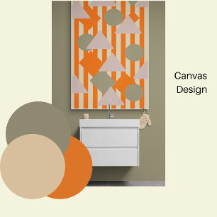 Modern abstract geometric shapes & stripes, orange canvas print