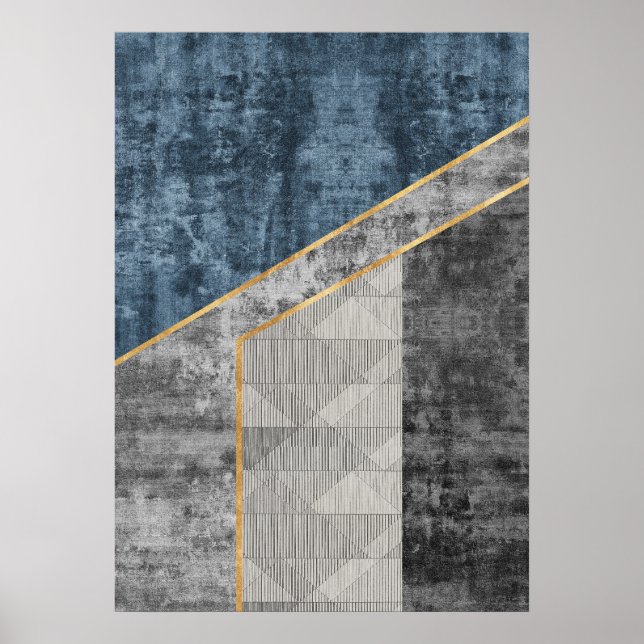 Modern Abstract Geometric Shapes Wall Art Poster (Front)