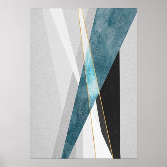 Modern Abstract Geometric Shapes Wall Art Poster (Front)