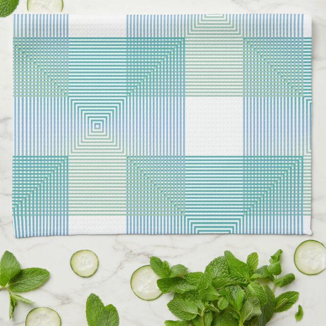 Modern Abstract Geometric Squares Pattern Kitchen  Towel (Folded)