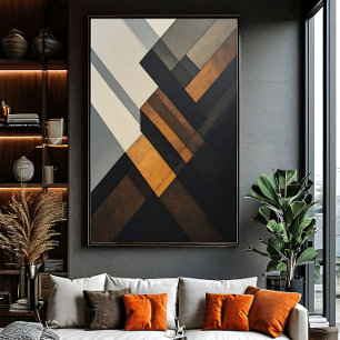 Modern Abstract Geometric Textured Rust Poster