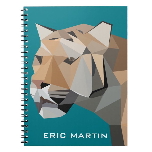 Modern Abstract Geometric Tiger Personalized Name Notebook (Front)