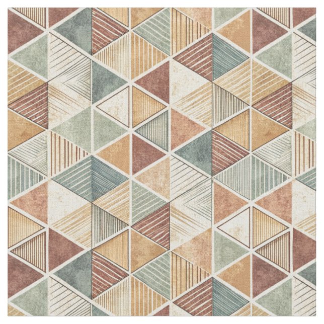 Modern Abstract Geometric Triangle Design Pattern Fabric (Close Up)