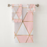 Modern Abstract Geometric Triangles Peach Gold Bath Towel Set at Zazzle