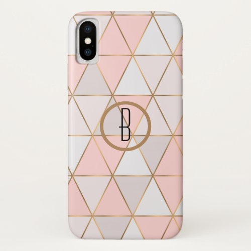 Modern Abstract Geometric Triangles Peach Gold iPhone XS Case