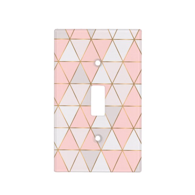 Modern Abstract Geometric Triangles Peach Gold Light Switch Cover (Front)