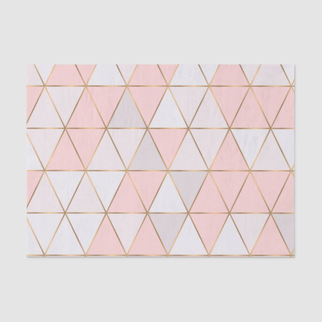 Modern Abstract Geometric Triangles Peach Gold Tissue Paper (Front)