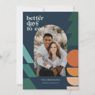 Modern abstract geometric typography holiday photo card