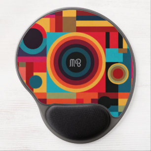 Modern Abstract Geometric Vibrant Energetic Shapes Gel Mouse Pad