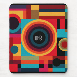 Modern Abstract Geometric Vibrant Energetic Shapes Mouse Pad